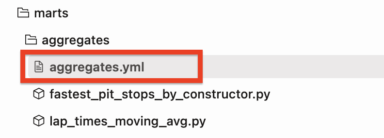 The aggregates.yml file in our file tree